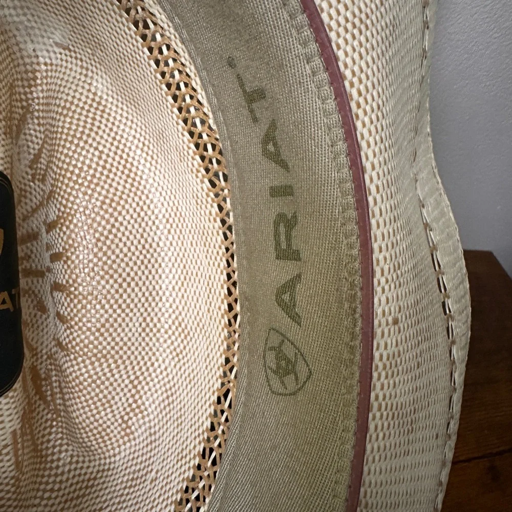 Ariat Bangora Straw Cowboy Hat Vented Cattleman Crease Western Mens 3 Eyelets